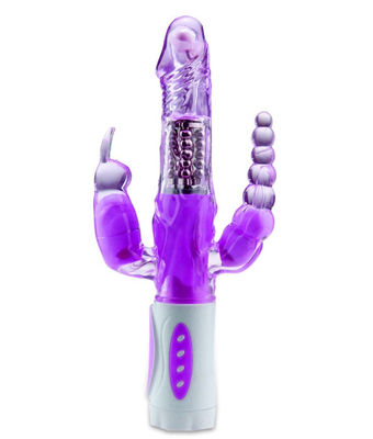 3イン1 紫色 Xxx レズビアンバイブラータ 大人用玩具 バターフライ 360回転パッティングウサギバイブラータ