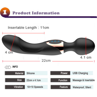 22CM パーソナル 女性 AV ワンド ODM 300g クリトス振動器 充電可能なワンドマッサージ器